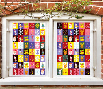 3D Christmas Colorful Squares 42159 Christmas Window Film Print Sticker Cling Stained Glass Xmas