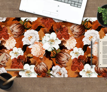 3D White Red Flowers 120173 Uta Naumann Desk Mat
