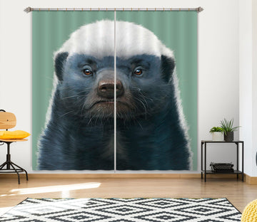 3D Honey Badger Portrait 043 Vincent Hie Curtain Curtains Drapes Curtains AJ Creativity Home 