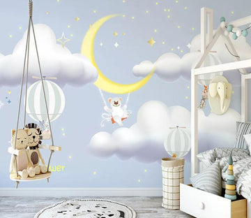 3D White Cloud Moon 1215 Wall Murals Wallpaper AJ Wallpaper 2 