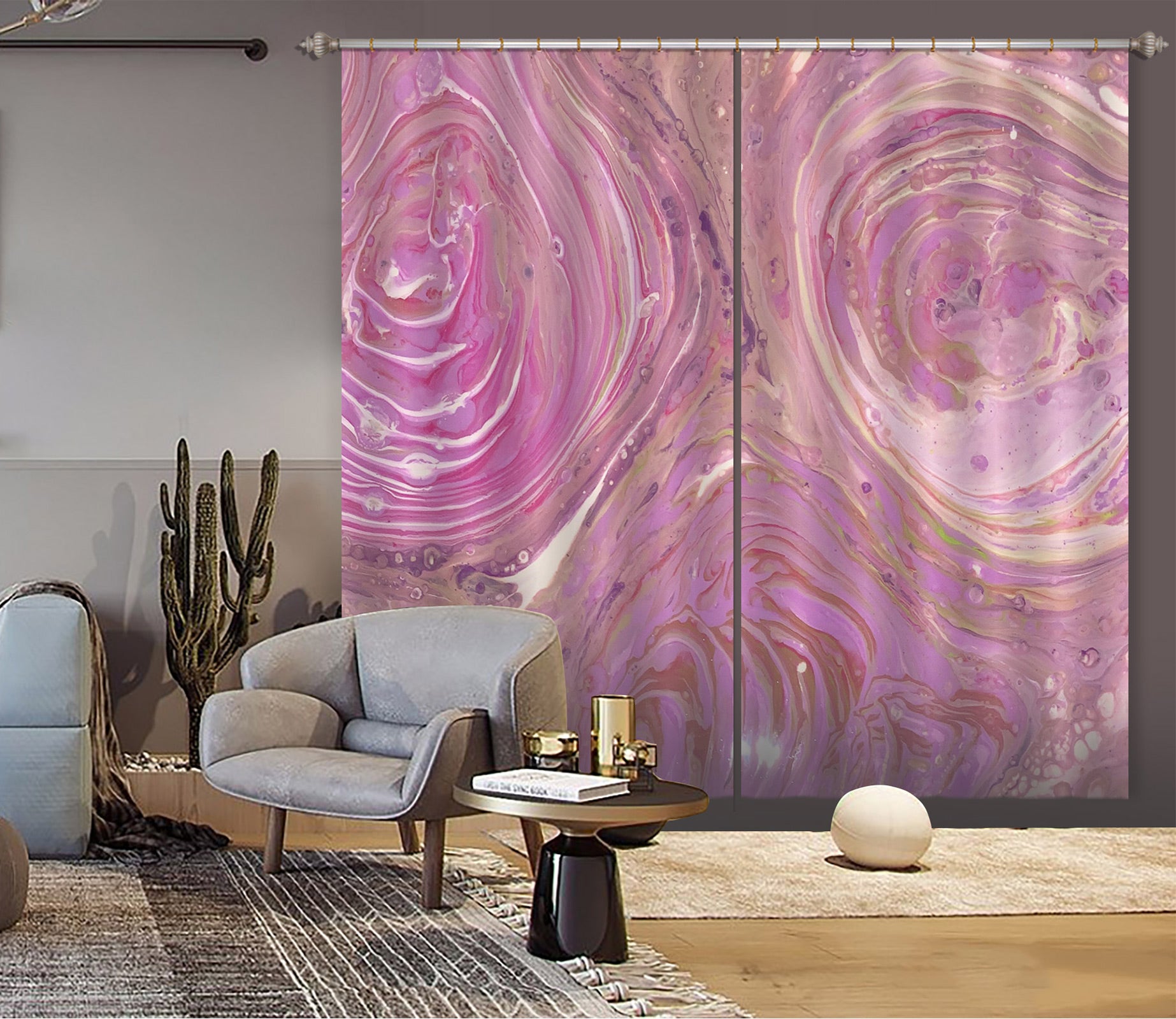 3D Pink Purple Pattern 8154 Valerie Latrice Curtain Curtains Drapes