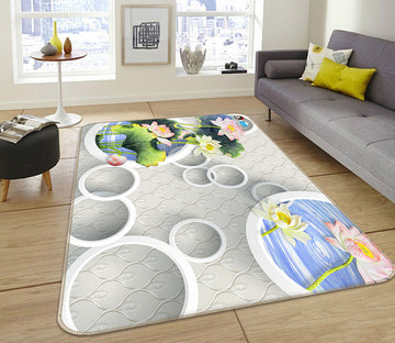 3D Flower Circle 66100 Non Slip Rug Mat