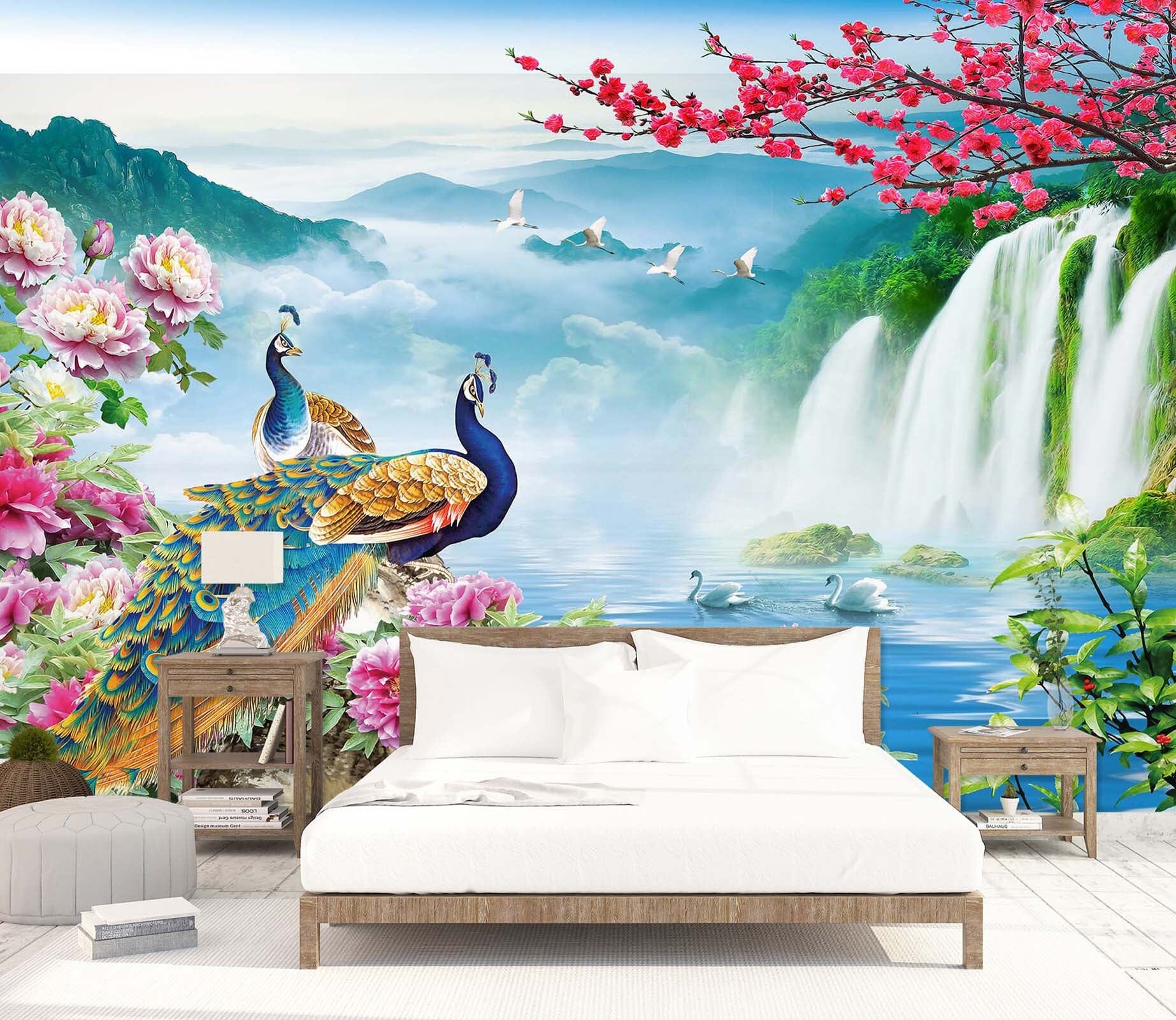 3D Peacock Valley 1622 Wall Murals Wallpaper AJ Wallpaper 2 