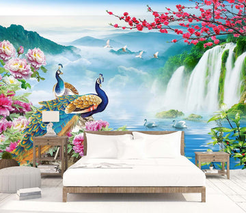 3D Peacock Valley 1622 Wall Murals Wallpaper AJ Wallpaper 2 
