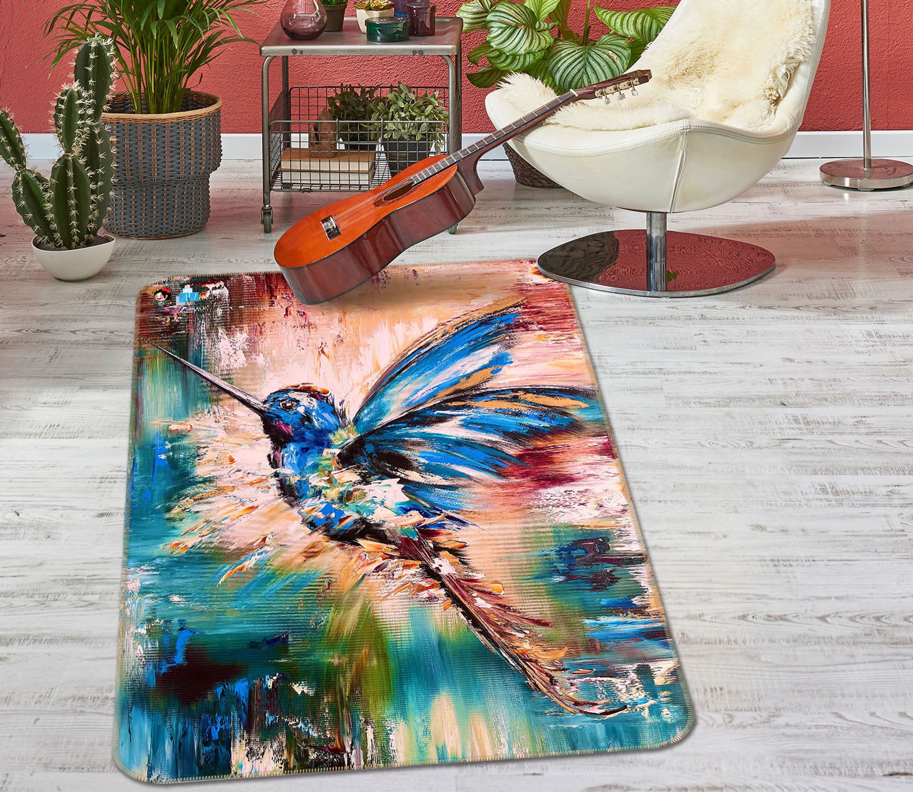 3D Painted Blue Bird 4117 Skromova Marina Rug Non Slip Rug Mat