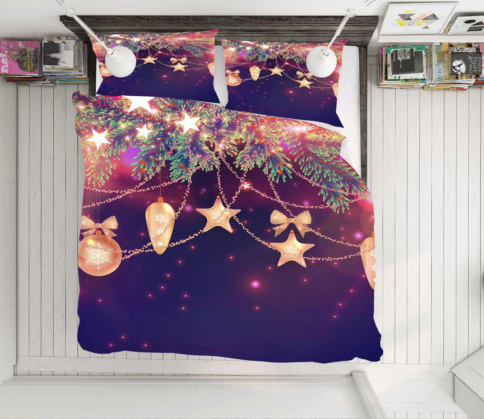 3D Five-Pointed Star Light Post 50043 Christmas Quilt Duvet Cover Xmas Bed Pillowcases