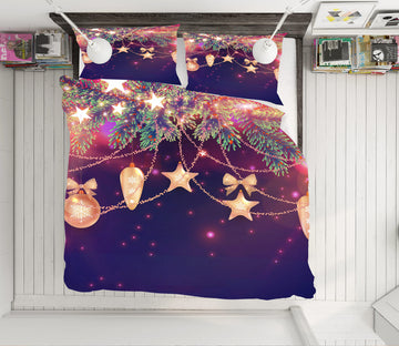 3D Five-Pointed Star Light Post 50043 Christmas Quilt Duvet Cover Xmas Bed Pillowcases