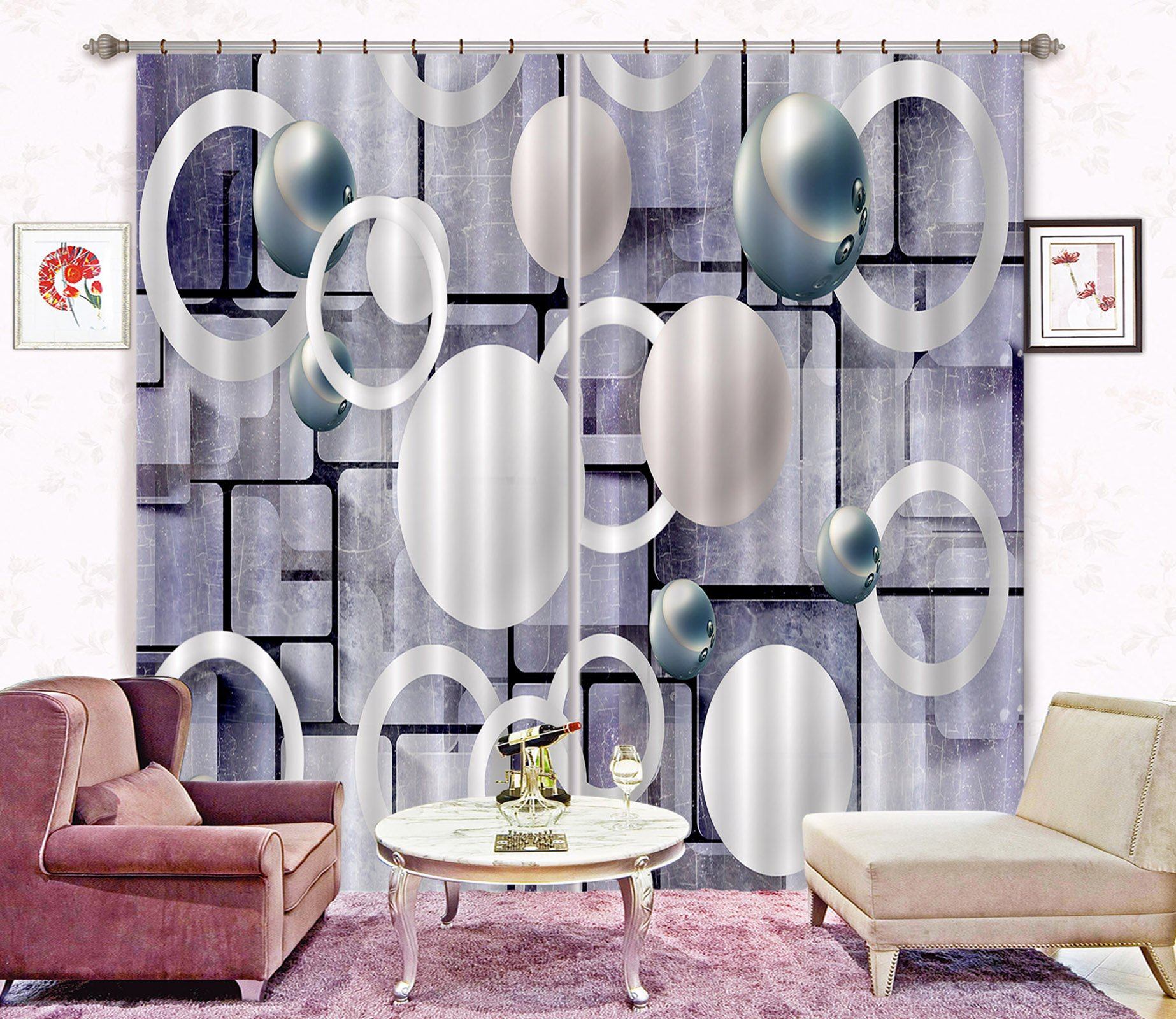 3D Circle Ferrule 73 Curtains Drapes Curtains AJ Creativity Home 