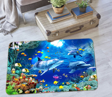3D Underwater Fish Dolphin 65145 Non Slip Rug Mat