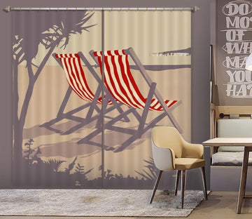 3D Bournemouth Red Deckchairs 106 Steve Read Curtain Curtains Drapes Curtains AJ Creativity Home 