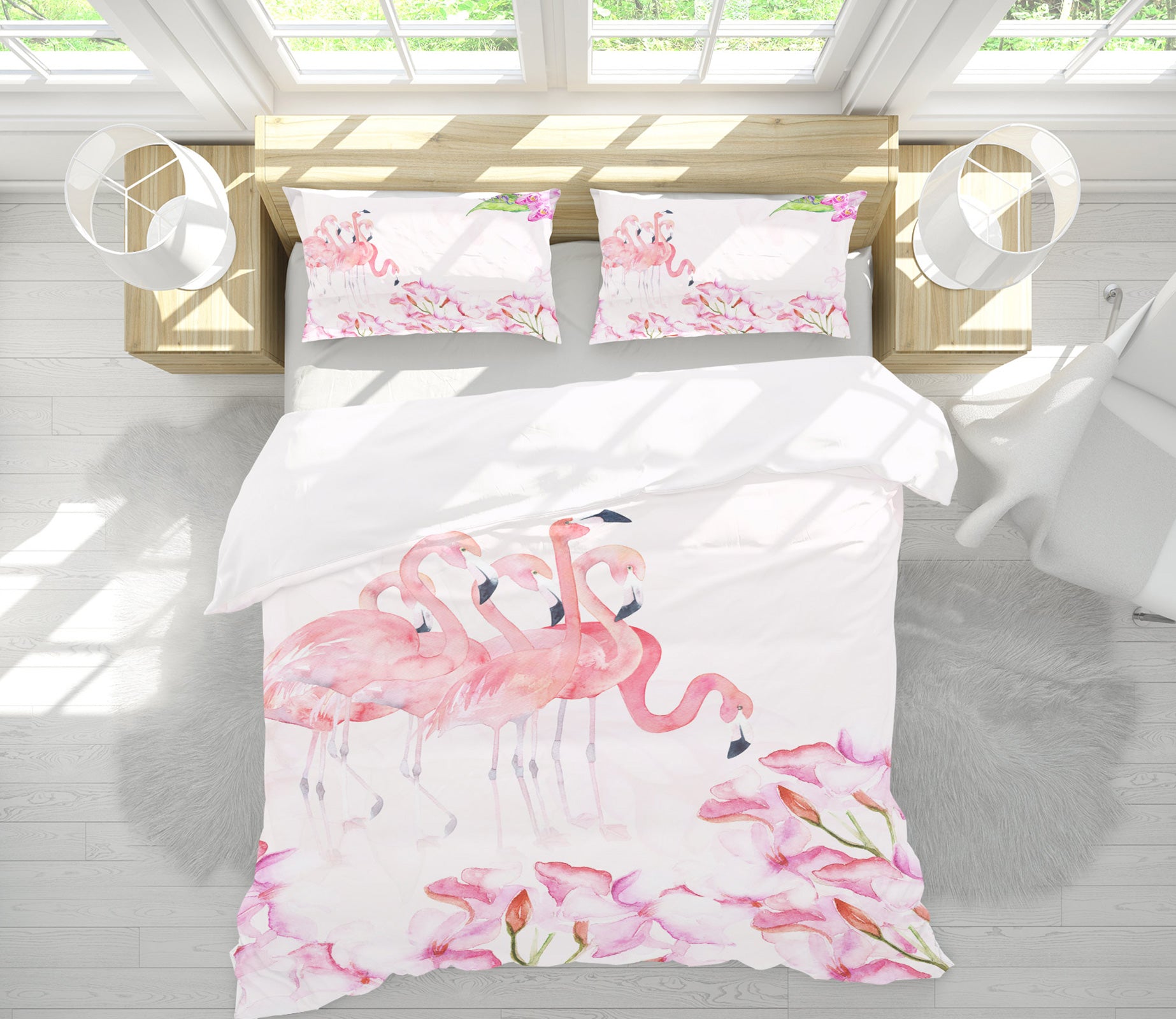 3D Flamingo 12073 Bed Pillowcases Quilt