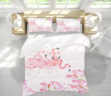 3D Flamingo 12073 Bed Pillowcases Quilt