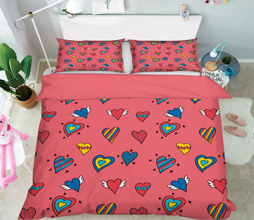 3D Heart Pattern 60075 Bed Pillowcases Quilt