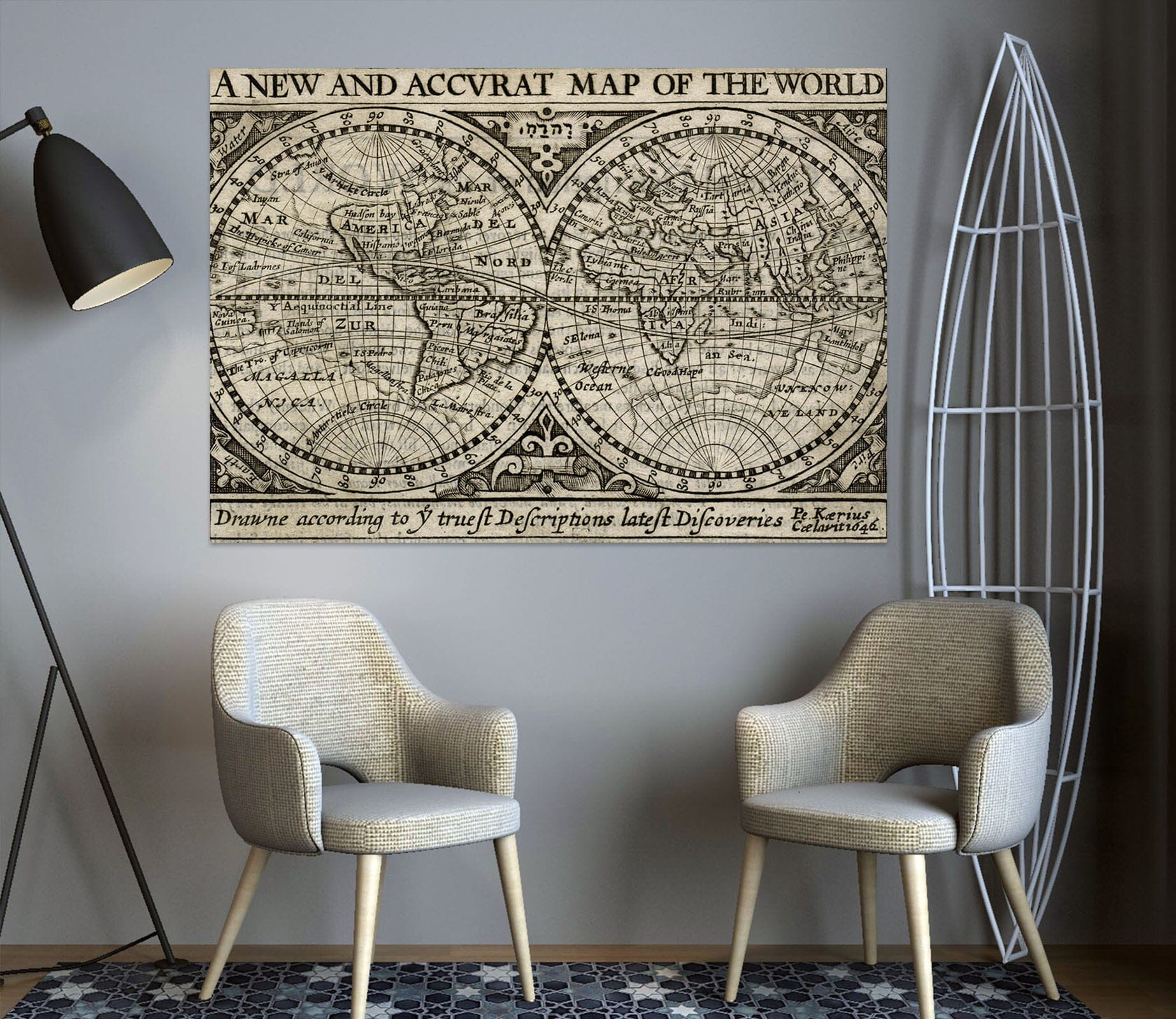 3D Globe Lines 125 World Map Wall Sticker Wallpaper AJ Wallpaper 2 