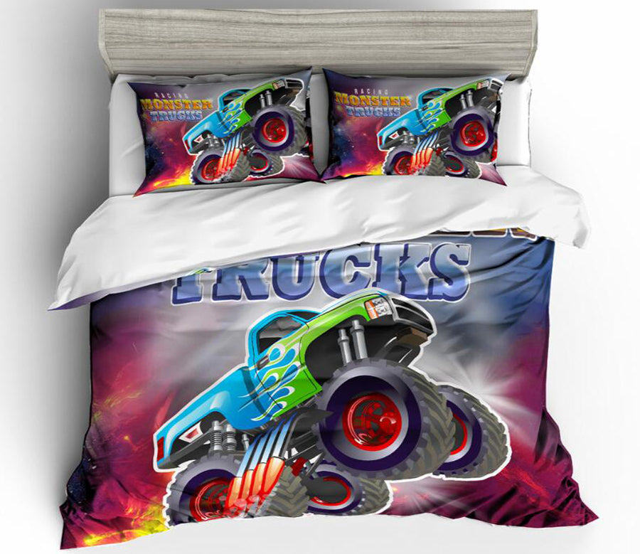 3D Four-Wheel Drive Racing Car 1176 Bed Pillowcases Quilt