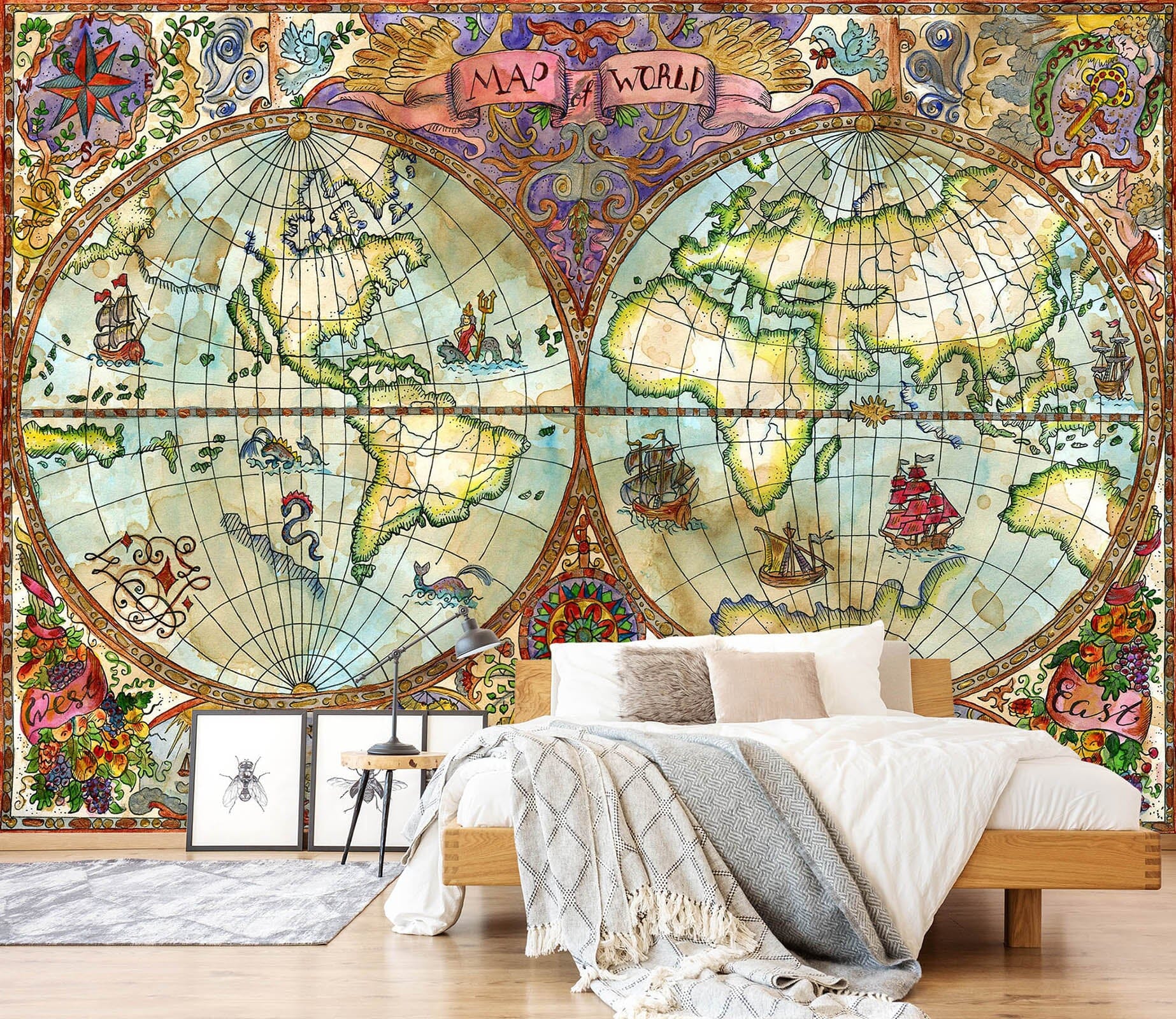 3D Seven Oceans 2070 World Map Wall Murals Wallpaper AJ Wallpaper 2 