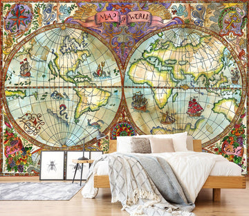 3D Seven Oceans 2070 World Map Wall Murals Wallpaper AJ Wallpaper 2 