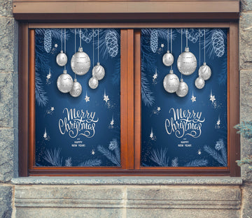 3D Merry Christmas 43027 Christmas Window Film Print Sticker Cling Stained Glass Xmas