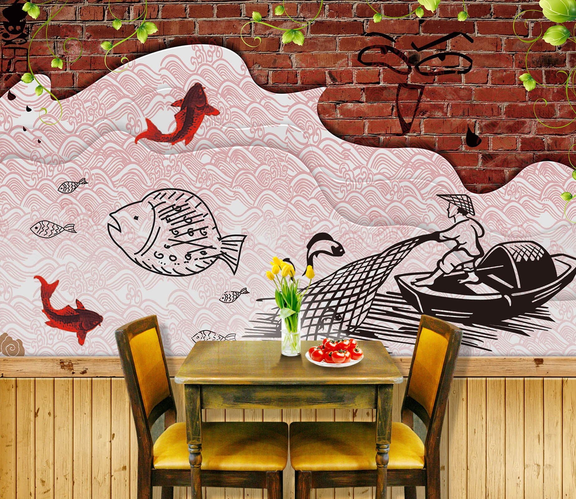 3D Swimming Fish 3015 Wall Murals Wallpaper AJ Wallpaper 2 