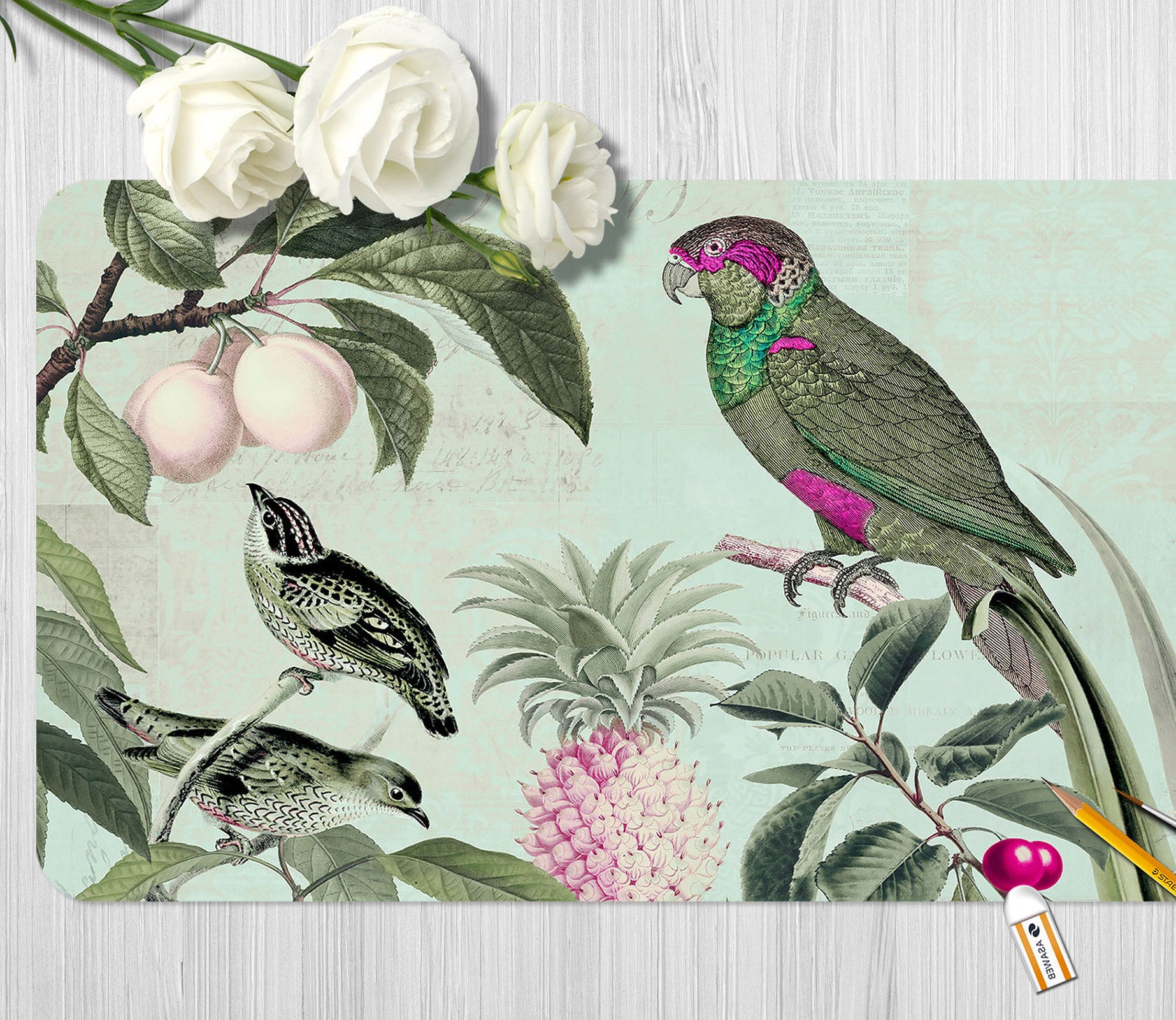 3D Parrot Fruit 999 Andrea Haase Desk Mat