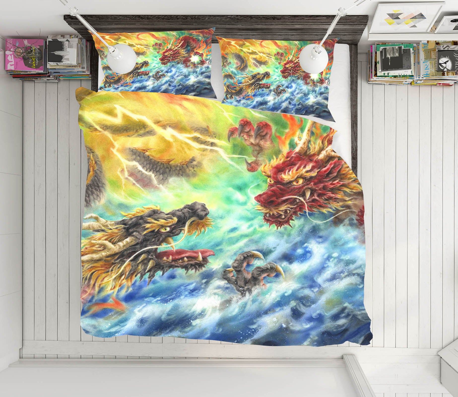 3D Red Dragon 5929 Kayomi Harai Bedding Bed Pillowcases Quilt Cover Duvet Cover