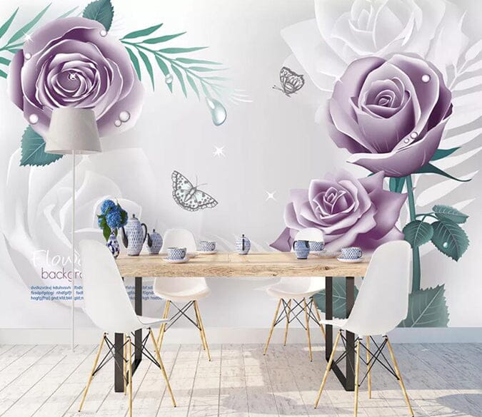 3D Purple Flowers 1815 Wall Murals Wallpaper AJ Wallpaper 2 