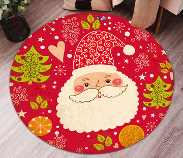 3D Santa Claus 66030 Christmas Round Non Slip Rug Mat Xmas