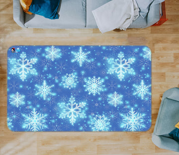 3D Blue Snowflakes 55054 Christmas Non Slip Rug Mat Xmas