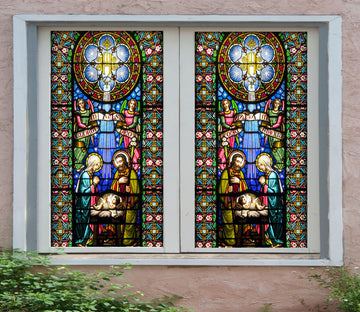 3D Prayer Baptism 014 Window Film Print Sticker Cling Stained Glass UV Block
