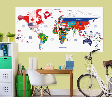 3D Color Graffiti 260 World Map Wall Sticker