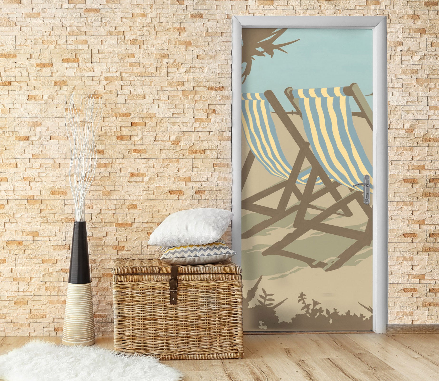 3D Two Lounge Chairs 9285 Steve Read Door Mural