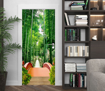 3D Bamboo Forest Bridge 23070 Door Mural