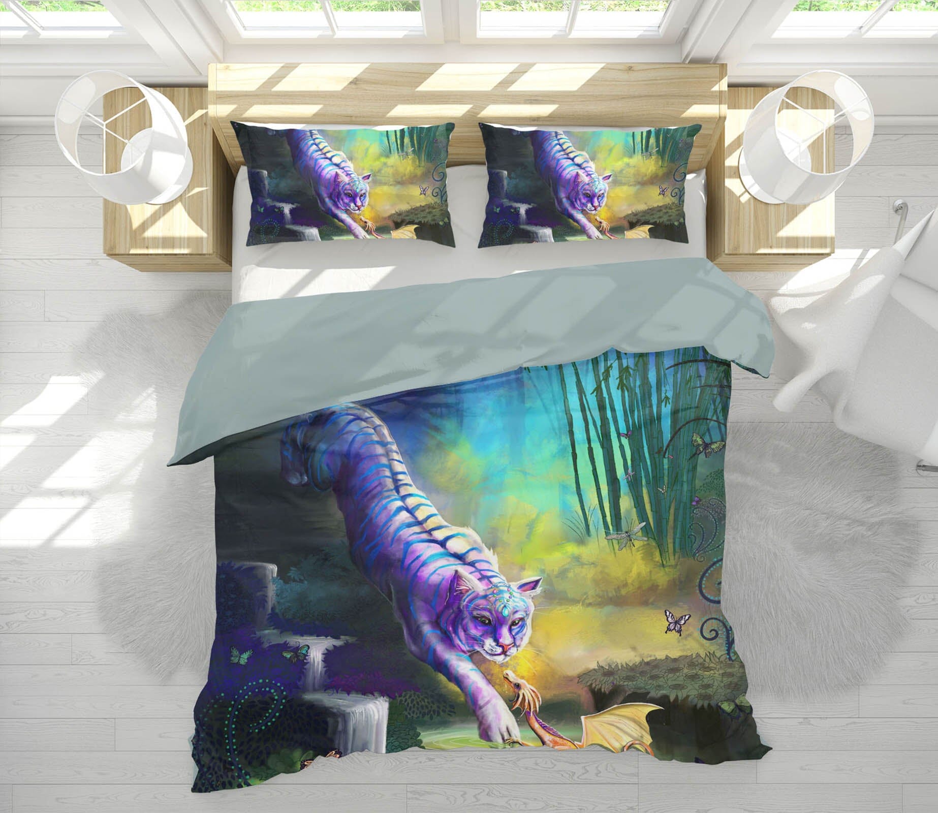3D White Tiger 123 Rose Catherine Khan Bedding Bed Pillowcases Quilt Quiet Covers AJ Creativity Home 