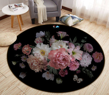 3D Flower Bush 71162 Round Non Slip Rug Mat
