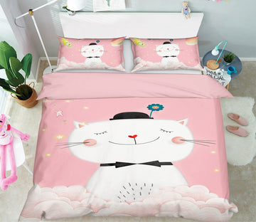 3D Pink Cat 13093 Bed Pillowcases Quilt