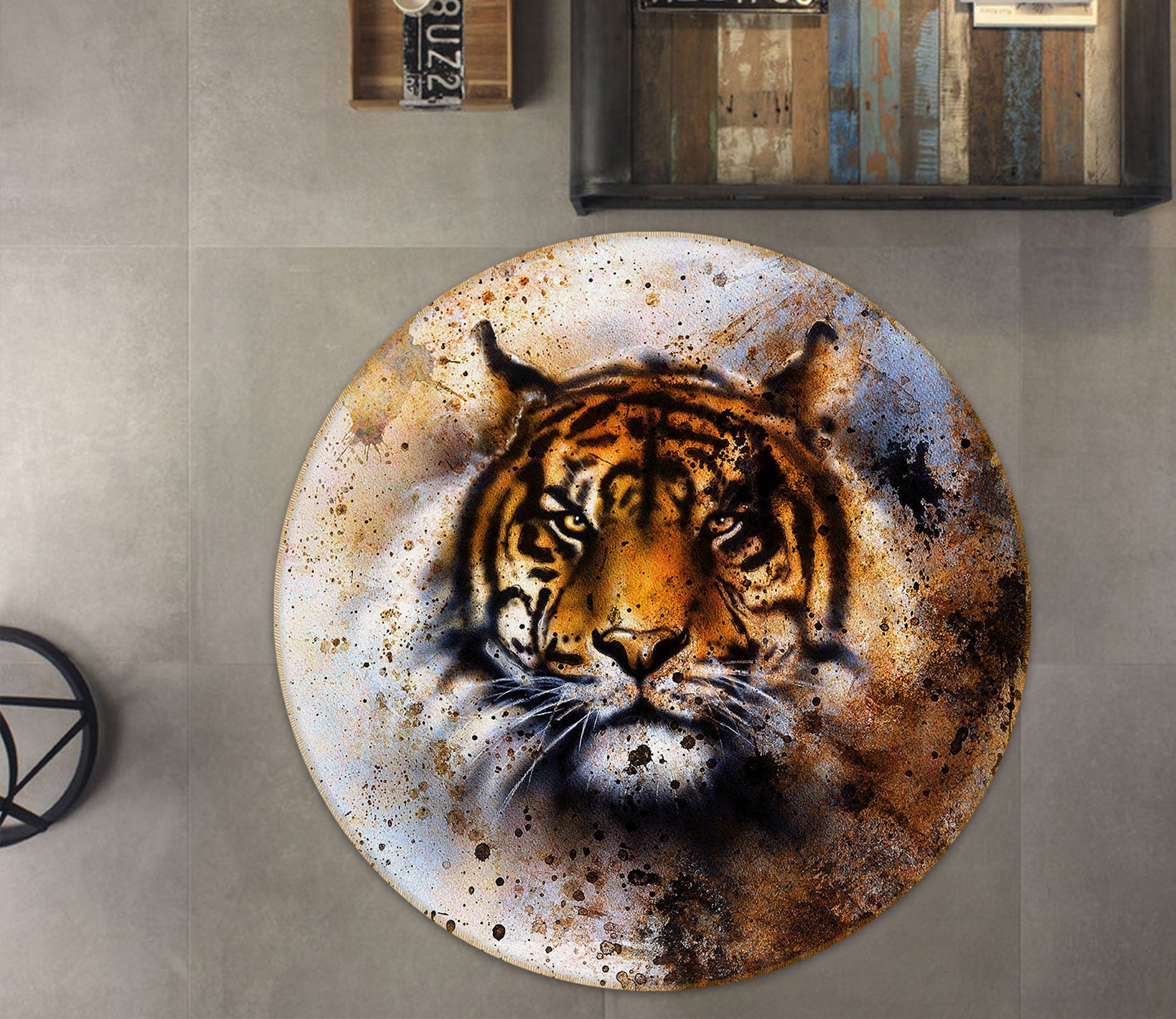 3D Tiger 37220 Animal Round Non Slip Rug Mat