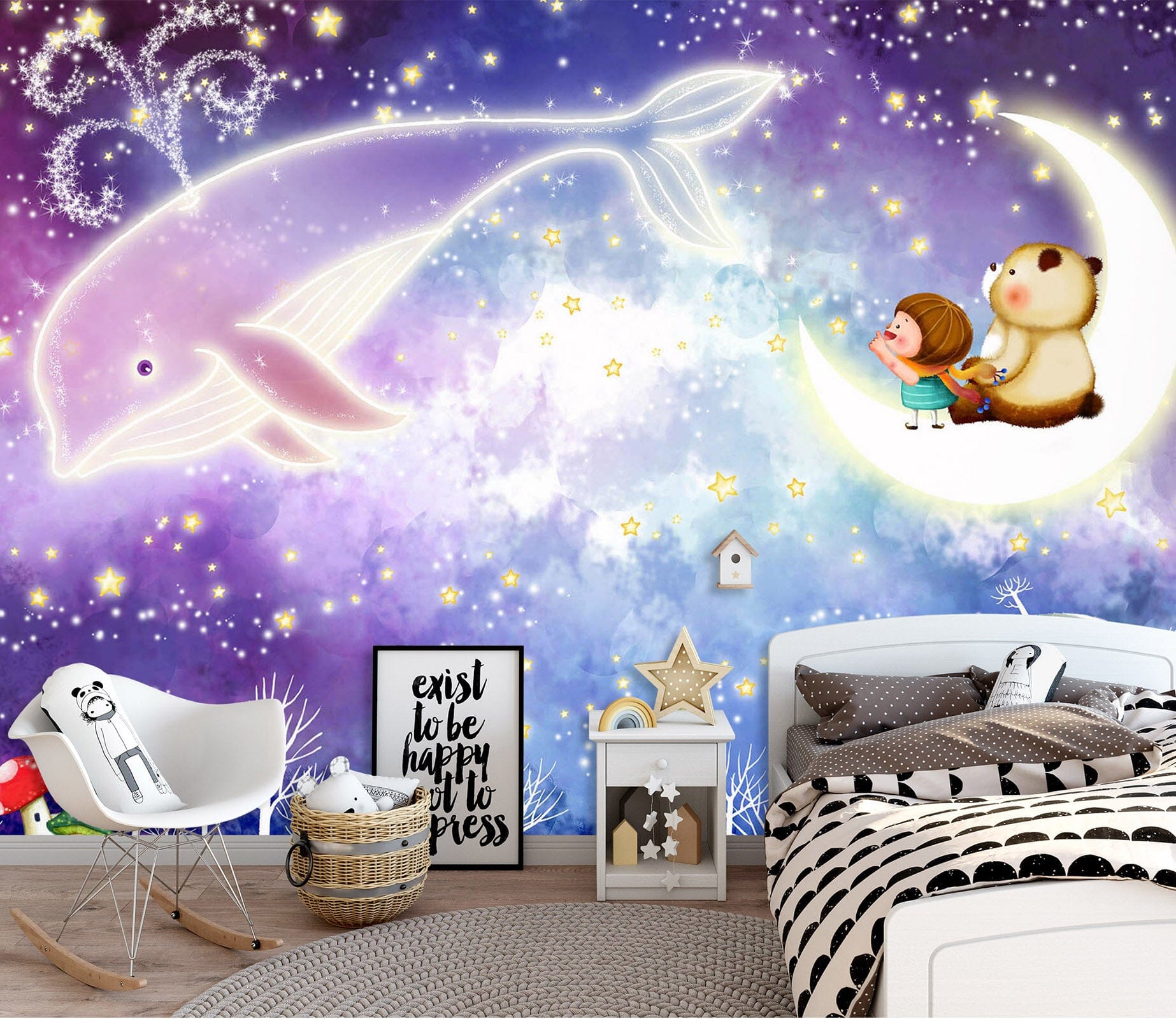 3D Moon Dolphin 1722 Wall Murals Wallpaper AJ Wallpaper 2 