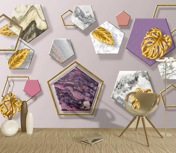 3D Leaf Brick WC1874 Wall Murals