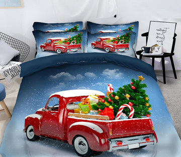 3D Red Car 45061 Christmas Quilt Duvet Cover Xmas Bed Pillowcases