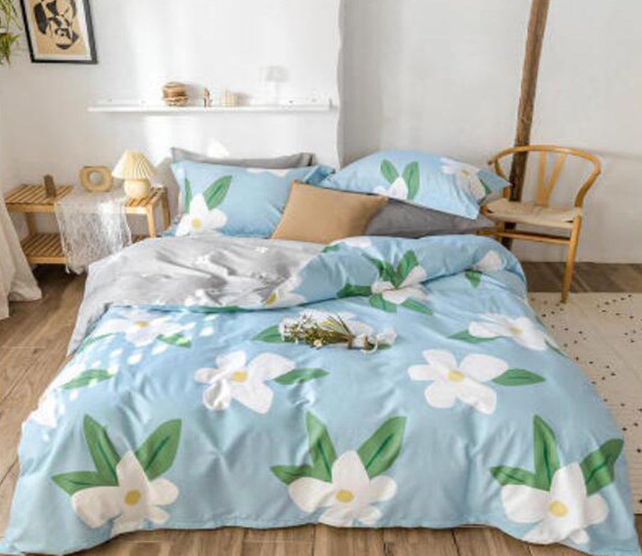 3D Blue Flowers 30313 Bed Pillowcases Quilt