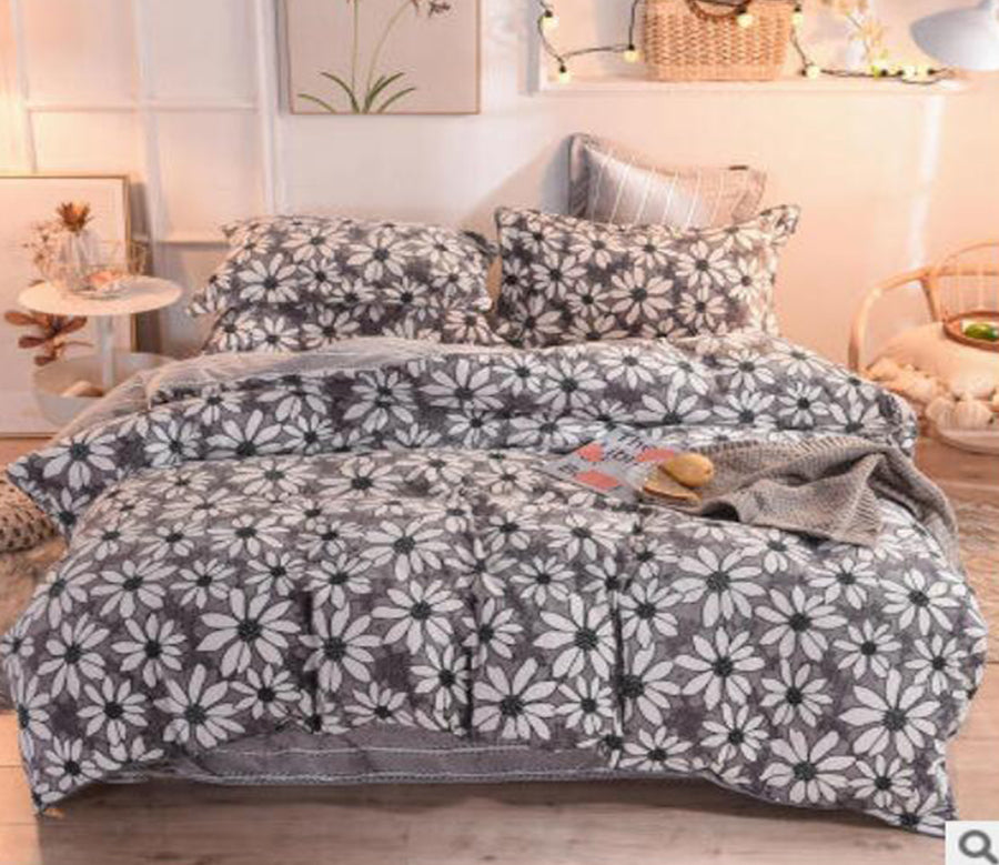 3D Grey Chrysanthemum  20086 Bed Pillowcases Quilt