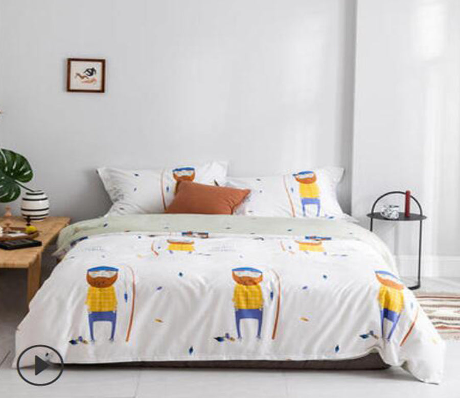 3D Cartoon Bearded Man 14089 Bed Pillowcases Quilt