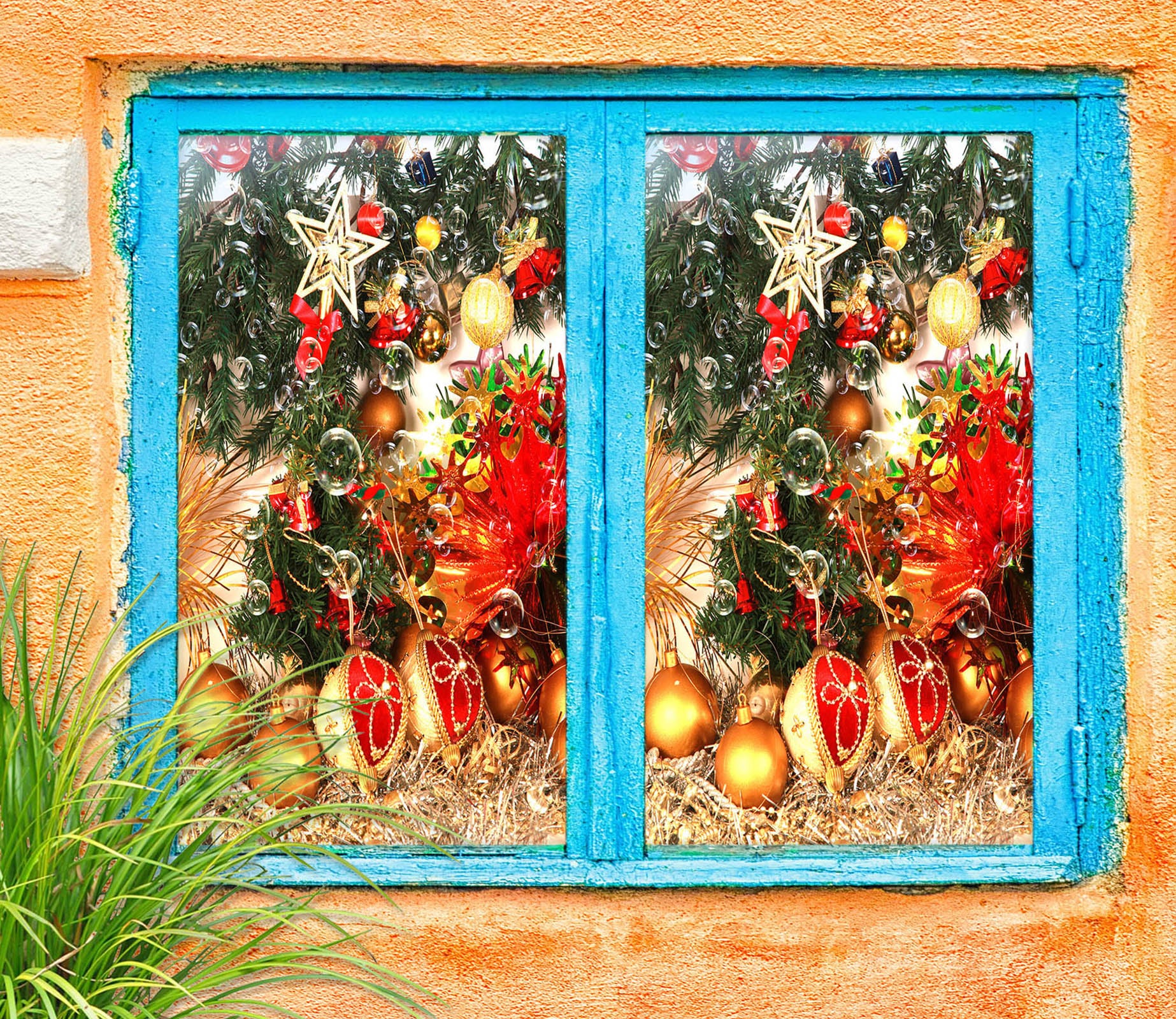 3D Christmas Ball Pendant 42189 Christmas Window Film Print Sticker Cling Stained Glass Xmas