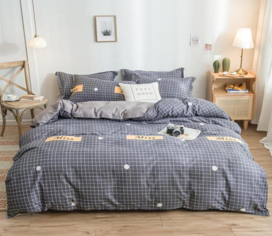 3D Dark Gray Small Lattice White Dots 4066 Bed Pillowcases Quilt