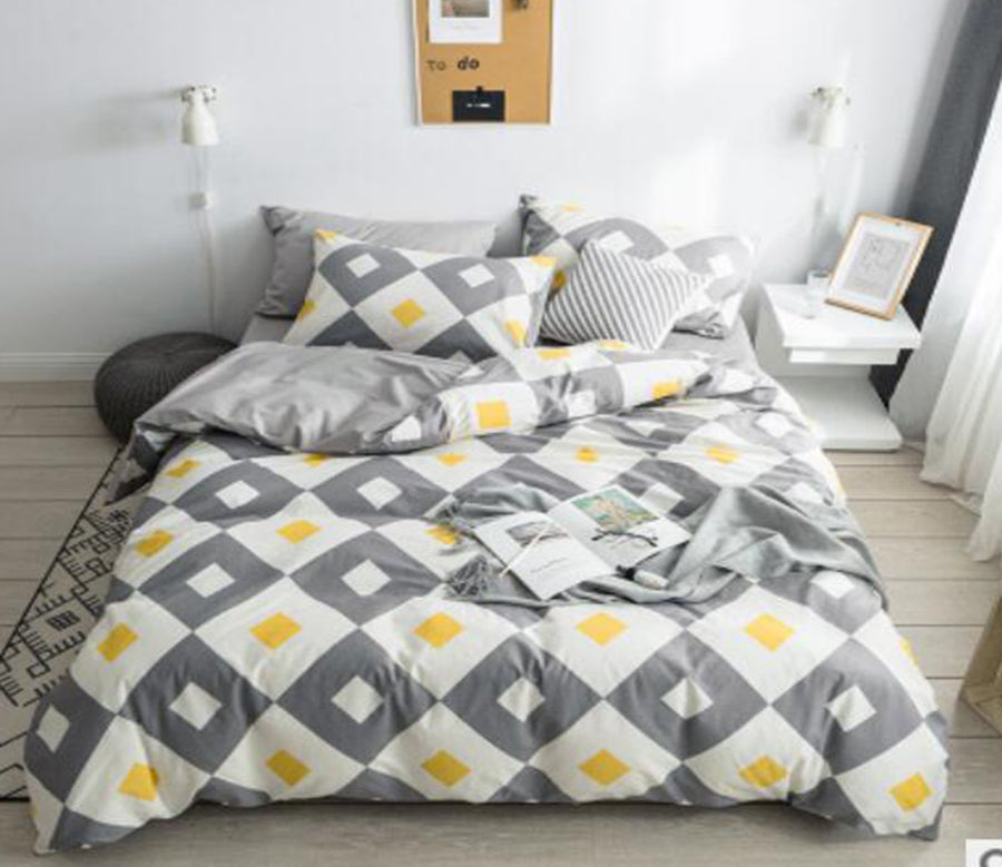 3D Gray Yellow Diamond 14041 Bed Pillowcases Quilt