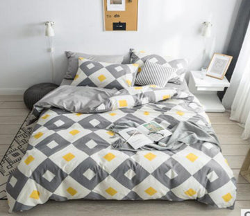 3D Gray Yellow Diamond 14041 Bed Pillowcases Quilt