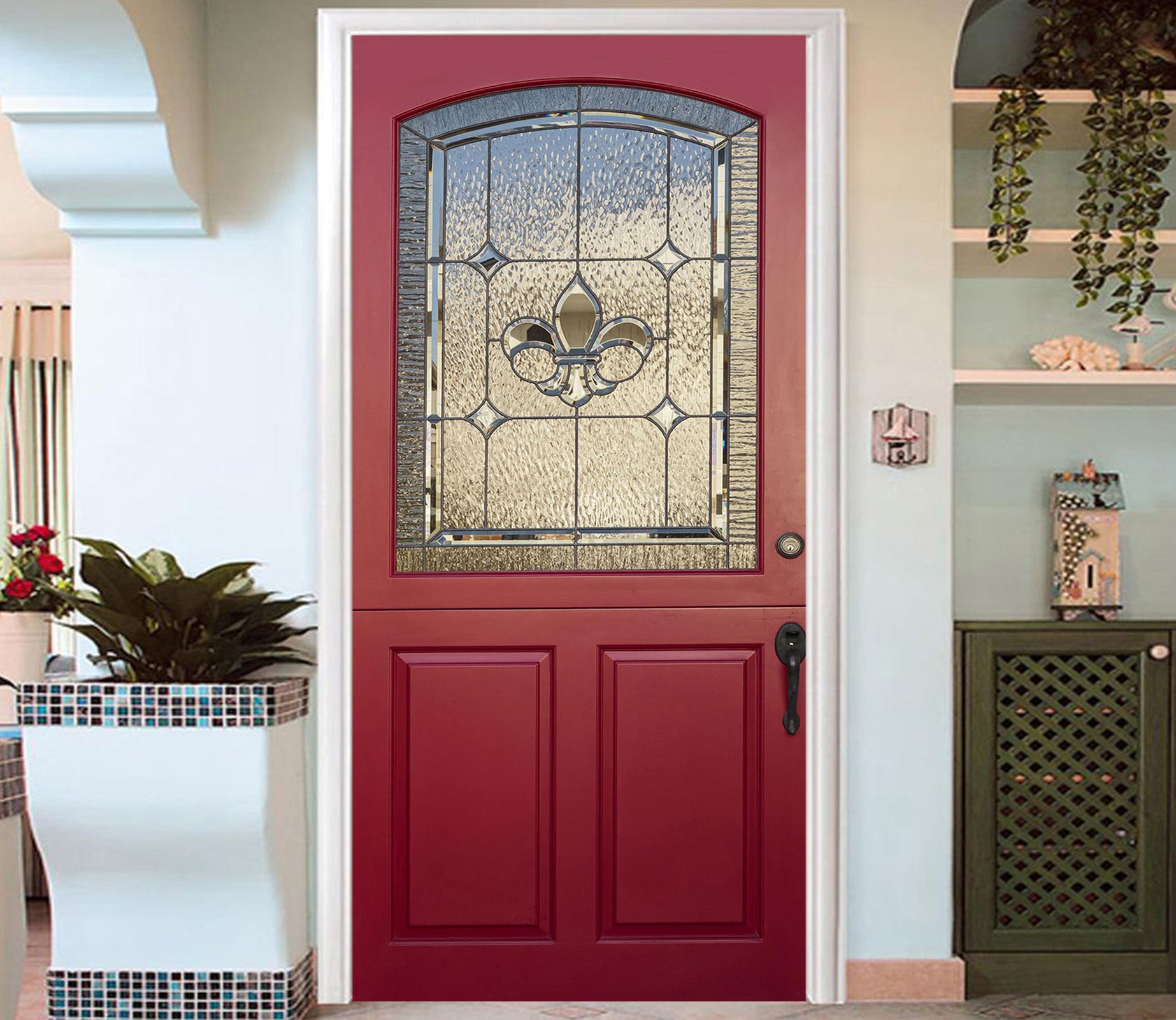 3D Red Door Glass 015 Door Mural