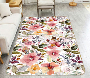 3D Graffiti Flower Leaves 159 Uta Naumann Rug Non Slip Rug Mat