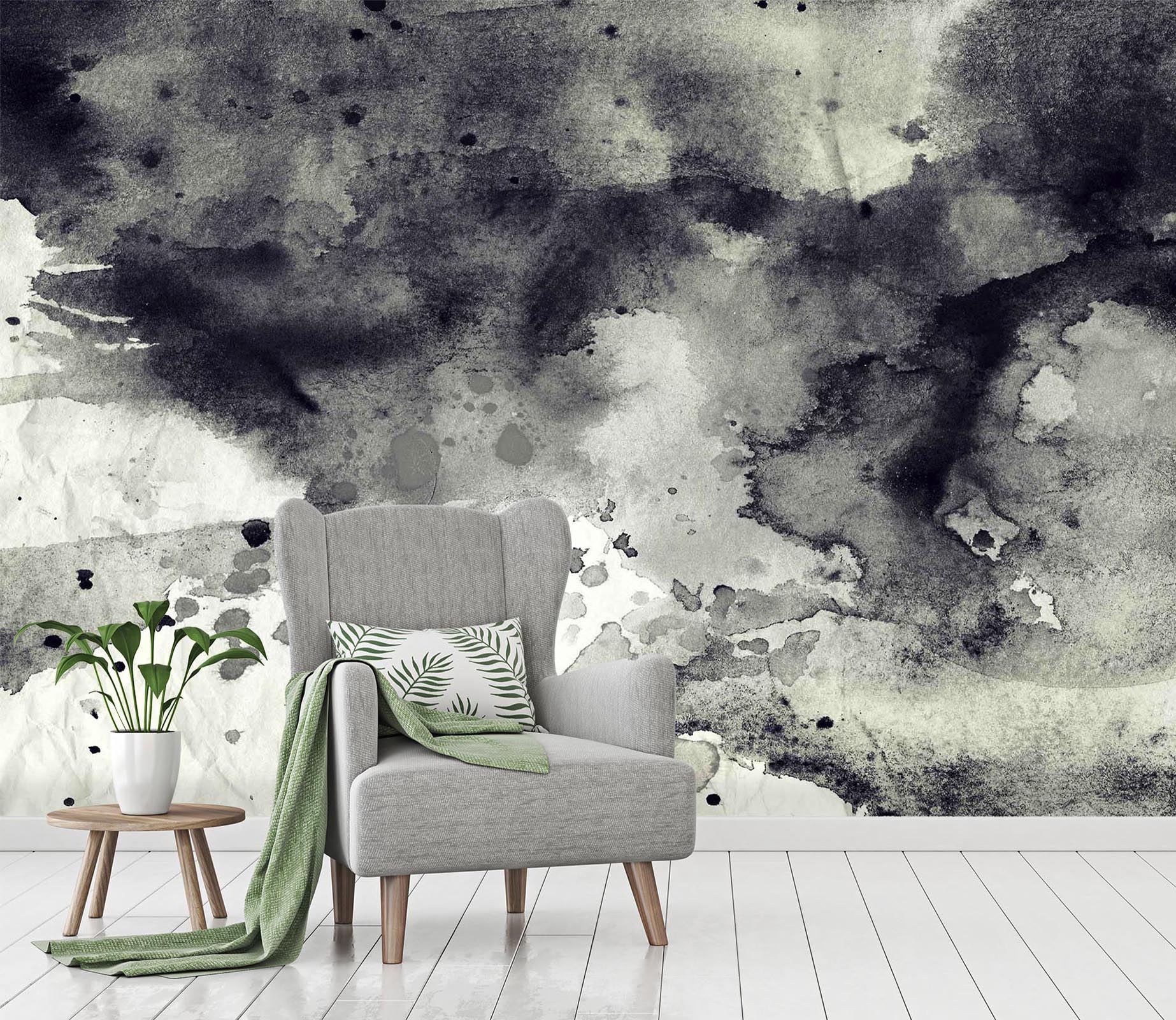 3D Black & White Ink 023 Wall Murals