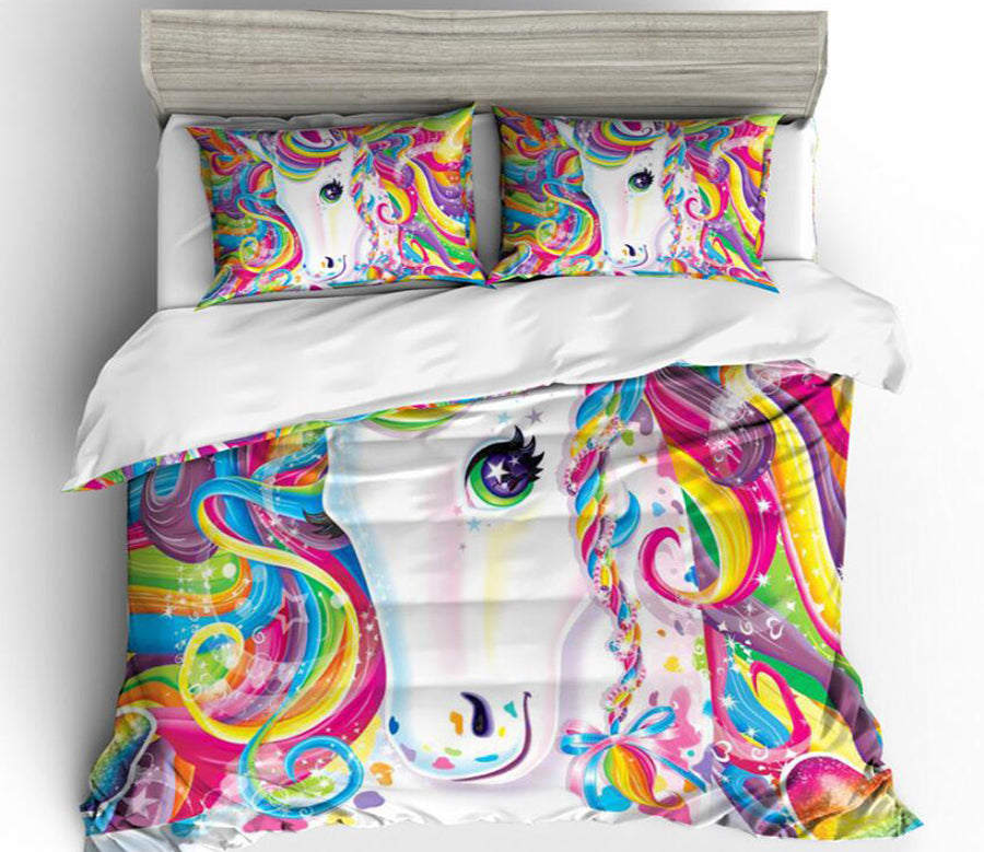3D Unicorn Face 1007 Bed Pillowcases Quilt